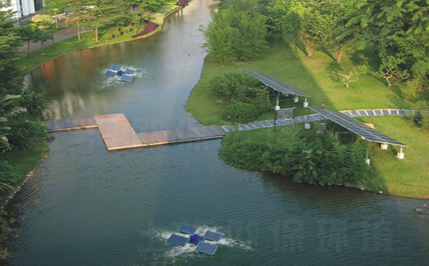 OBAO太阳能解层曝气机在人工湖中的运用 OBAO太阳能解层曝气机在人工湖中的运用