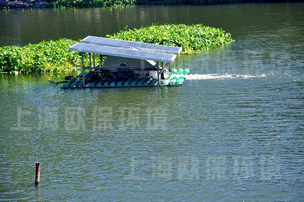 SOLARPL推流式太阳能曝气机与生物浮岛组合使用